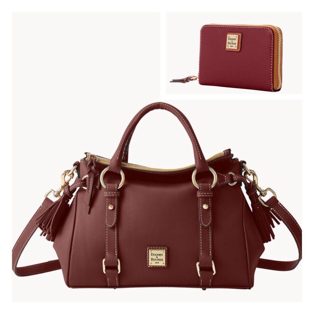 Dooney & Bourke Burgundy Satchel with Matching Wallet NWT in original packaging